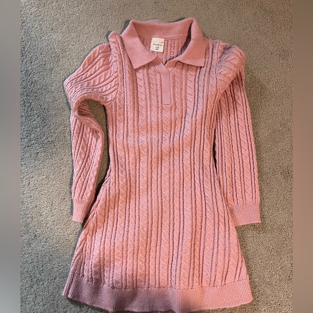 Abercrombie Kids Pink Knit Collared Dress 9-10